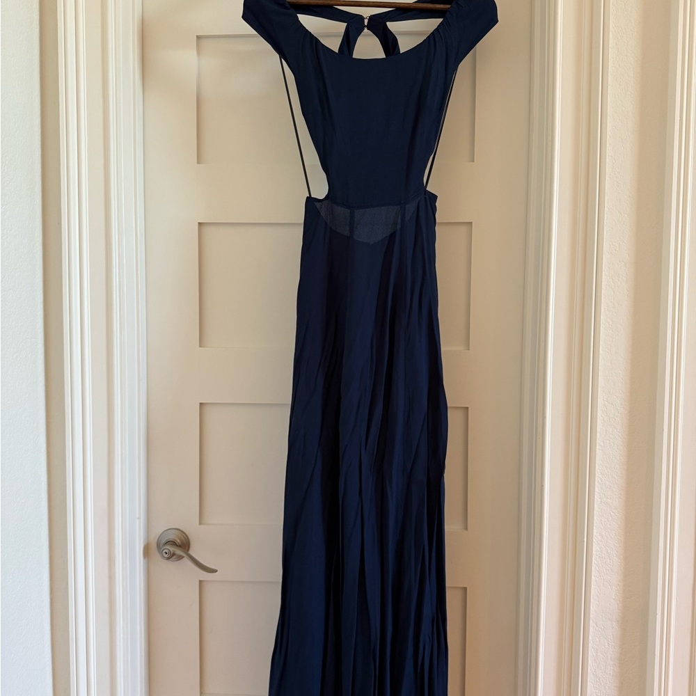 Reformation Navy Backless Dress